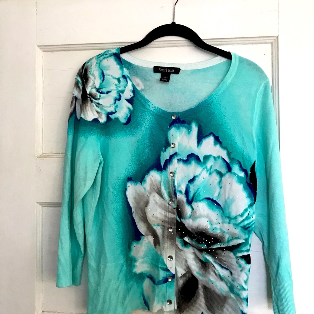 WHBM Floral Turquoise Cardigan
